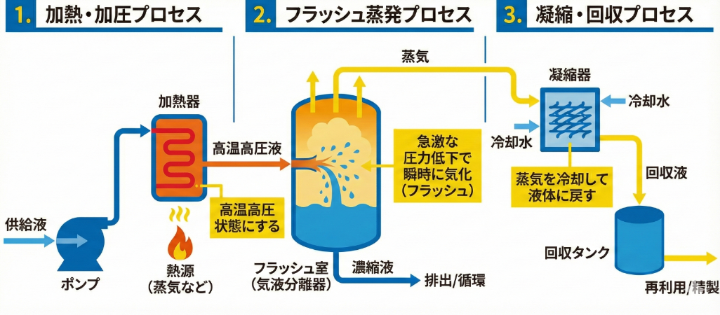 フラッシュ蒸発式回収装置